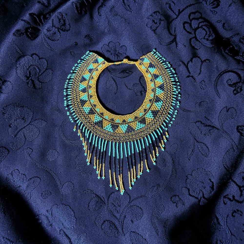 Handcrafted Beaded Bib Statement Necklace